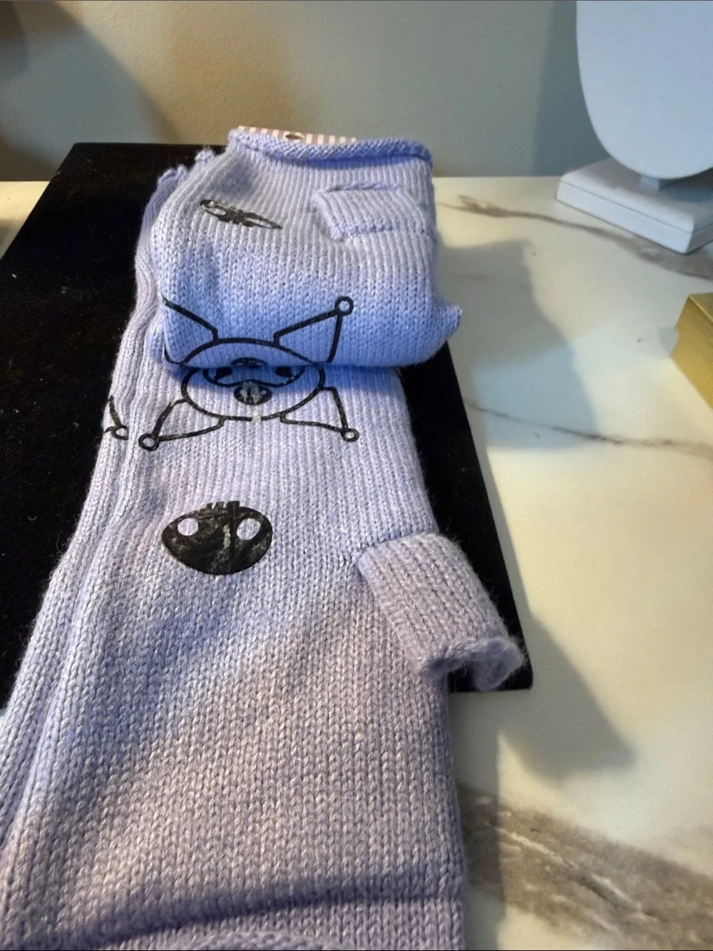 Kuromi Lavender Knit Character Arm  Warmers